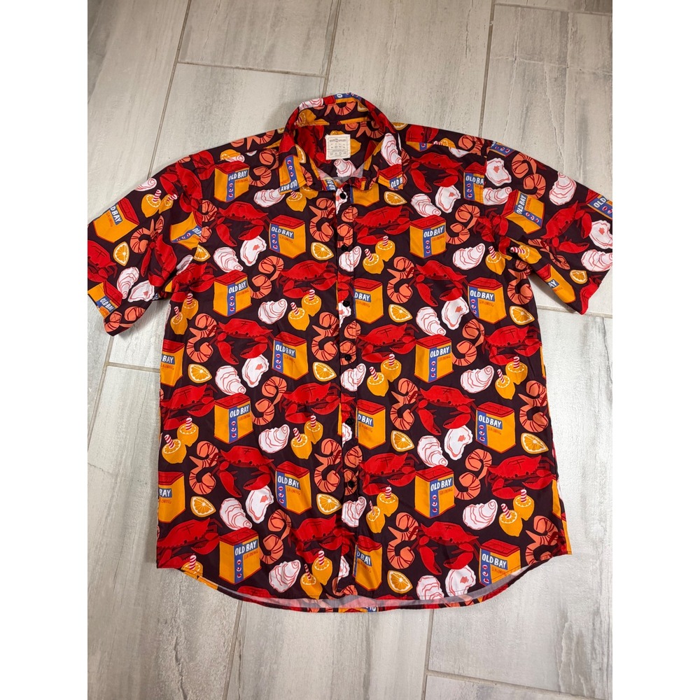 Route One Apparel Old Bay Seasoning Button Down Shirt Mens 3XL Maryland Seafood